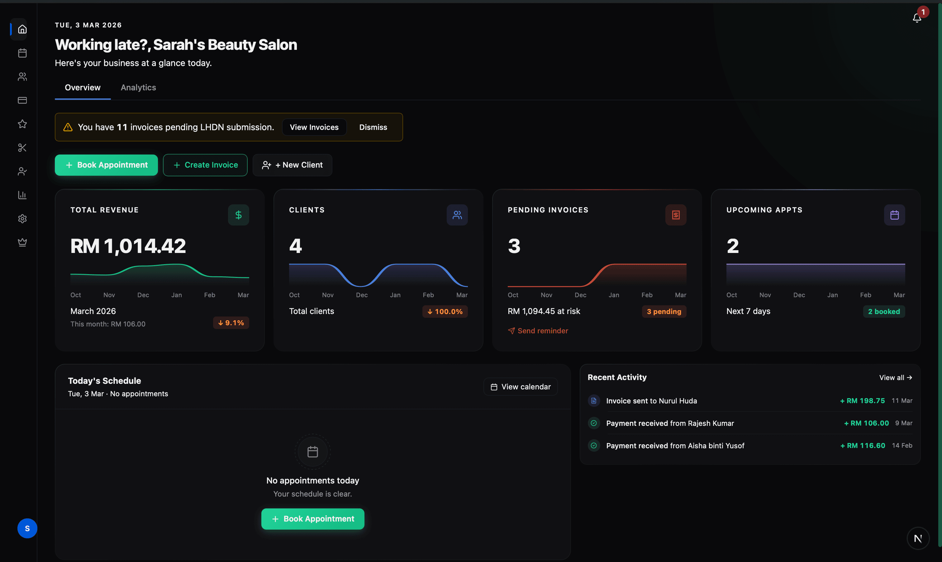 EzFlow Dashboard — business management made simple